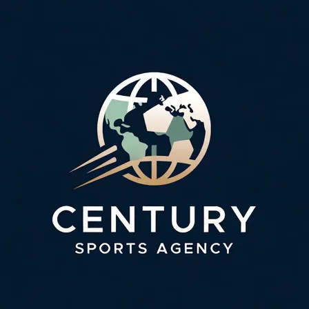 Emblema da Century Sports Agency: um globo com uma bola de futebol e uma seta ascendente